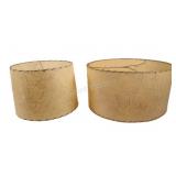 Mid-century Beige Spun Fiberglass Drum Lamp Shades