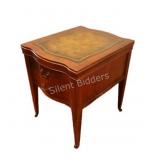 Mahogany Side Table w Tooled Leather Insert