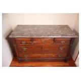 19th Century Commode/ Chest of Drawers w Stone Top