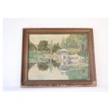Original Signed Algar Herron Japanese Garden Scene