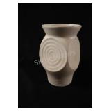 Mid Century White Ceramic w Ribbed Sides Vase