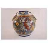 Hand-Painted Talavera-Style Pottery Vase
