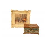 Ornate Framed Print w Footed Candy Metal Container