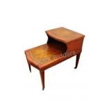 Mahogany Side Table w Tooled Leather Insert (2-2)