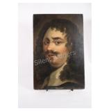 17th-Century Style Portrait on Wooden Board