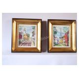 Louis Victor Watercolor Prints of a Quaint Town S
