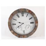 Ergo Marmora Slate Stone Wall Clock w Thermometer