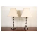 Pair of Brushed Nickel Table Lamps