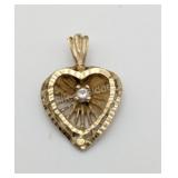 14K Yellow Gold & Diamond Heart Pendant