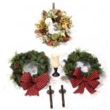 Artificial Seasonal Wreaths w Candle Holder