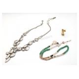 VTG Costume Silvetone Necklace, Bracelet & Pin