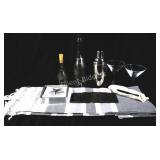 Grey Striped Table Runner, Chrome Martini Shaker