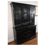 2PC Traditional French Provincial Painted Hutch