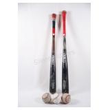 Wooden Professional Baseball Bats w Balls