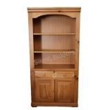 Light Brown Pine Wood Hutch w Light & Cupboard