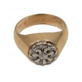 14K Yellow & White Gold Diamond Cluster Ring