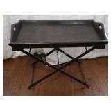 Butler's Sturdy Folding Metal & Wood Tray Stand