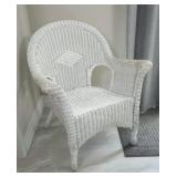White Woven Wicker Arm Chair