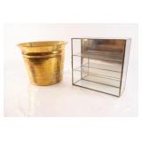 VTG Brass Hammered Container w Miniature Cabinet