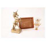 VTG Brass Unicorn Figurine, Denwood Frame,Sword