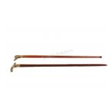 VTG Wooden w Brass Head Walking Sticks