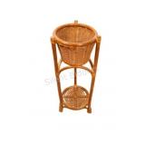 Mid-Century Rattan & Bamboo Planter Stand,