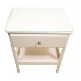 Single White Laminate Night Stand w Glass Top