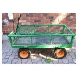 Heavy-Duty Steel Mesh Garden Cart w Fold Down Side