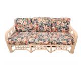 Mid-Century Boho-Chic White-Washed Rattan Sofa