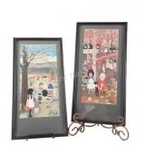 Two Custom-Framed VTG Folk Art Prints