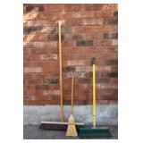 Assortment of Outdoor Brooms