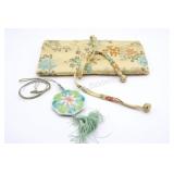 Chinese Porcelain Tassel Ornament w Silk Case