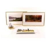 Framed Landscape Prints w Village Tableware