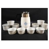 Cornflower Coffee Pot w Ramekin Dishes - Two Sizes