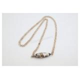 Sterling SIlver Chain Link  w Glass Bead Necklace