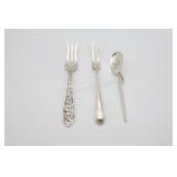 Sterling Silver Relish Forks & Coffee Spoon