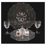 Hughes Cornflower Footed Platters, Shakers