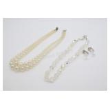 VTG Glass & Rhinestone Bead Necklaces w Earrings