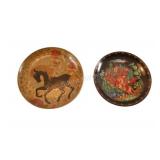 Unicorn Painted Brass & Porcelain Display Plates