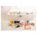 Wooden Tool Box with Assortment of Misc Hardware