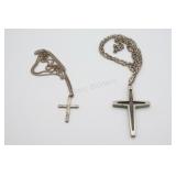 Silver Tone Chain  Necklaces w Cross Pendants