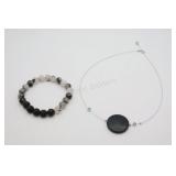 Lava Rock Bracelet  & Vegetable Ivory Necklace