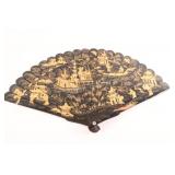 Antique Cantonese Black & Gold Lacquer Brisï¿½ Fan
