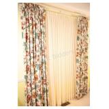 Traditional Jacobean Lined Floral Drapery & Sheers