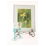 Hand Crafted & Blown Flute Glasses w Print Artwork