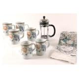 DANSK Cups, Cotton Tea Towels & French Press