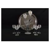 Brushed Metal Tulip Candle Holder, Stemware, Tray