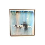 Original Charles Morey 'Red Bird' Acrylic Painting