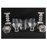 Finnish Glass Finlad Candel Sticks, Tumblers