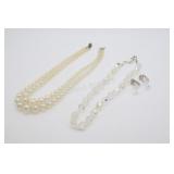 VTG Glass & Rhinestone Bead Necklaces w Earrings